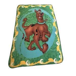 Vintage Y2K Cartoon Network Scooby Doo Fleece Blanket Throw Green 43”x60”
